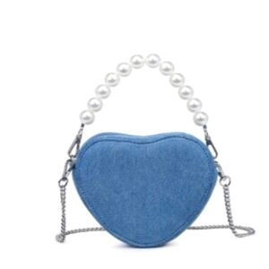 DENIM  HEART PEARL CROSSBODY